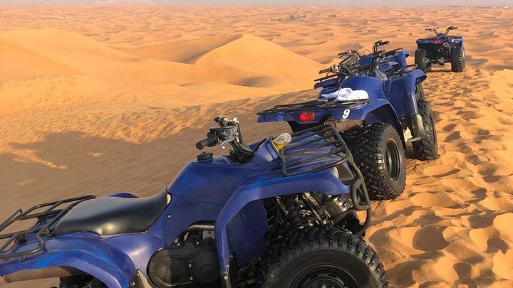 Dubai Morning Quad Bike Safari with Camel Ride, Sandboarding