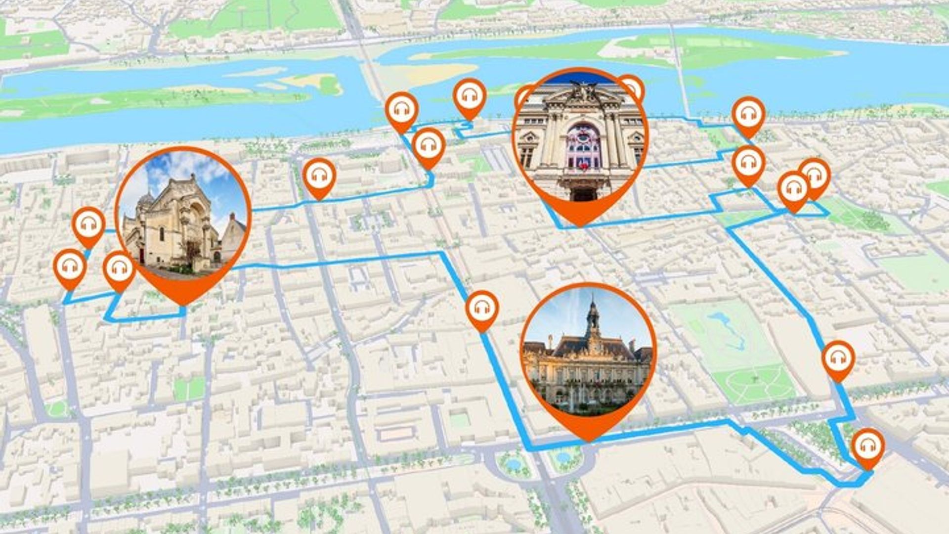 Tours Audio guided walking tour 2h00 and 22 audio commentary