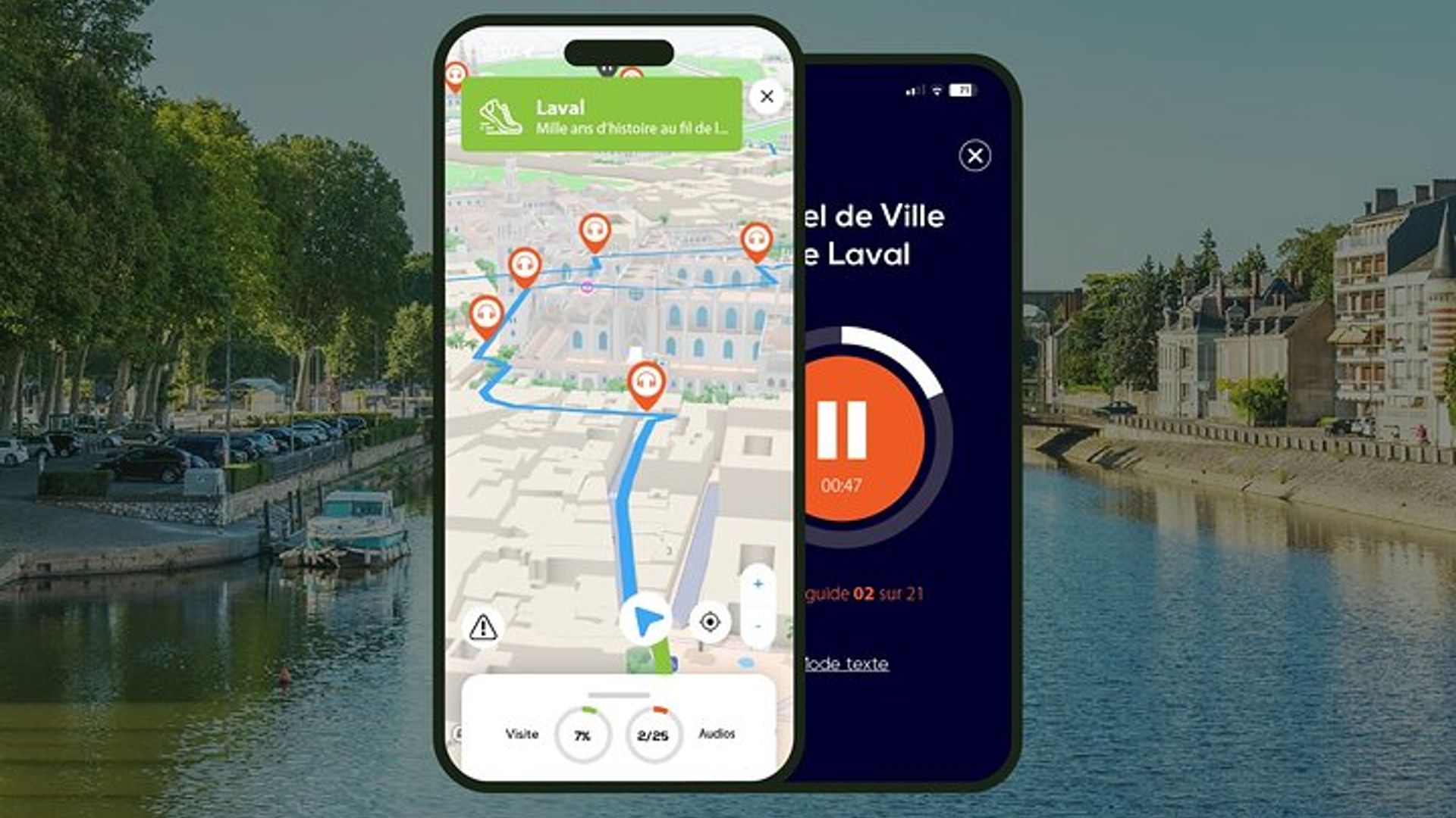 Laval Visite audioguidée à pied 1h15 et 17 commentaires audios