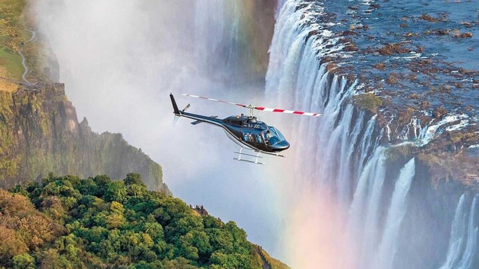 Helicopter Flight Arial View of Victoria Falls