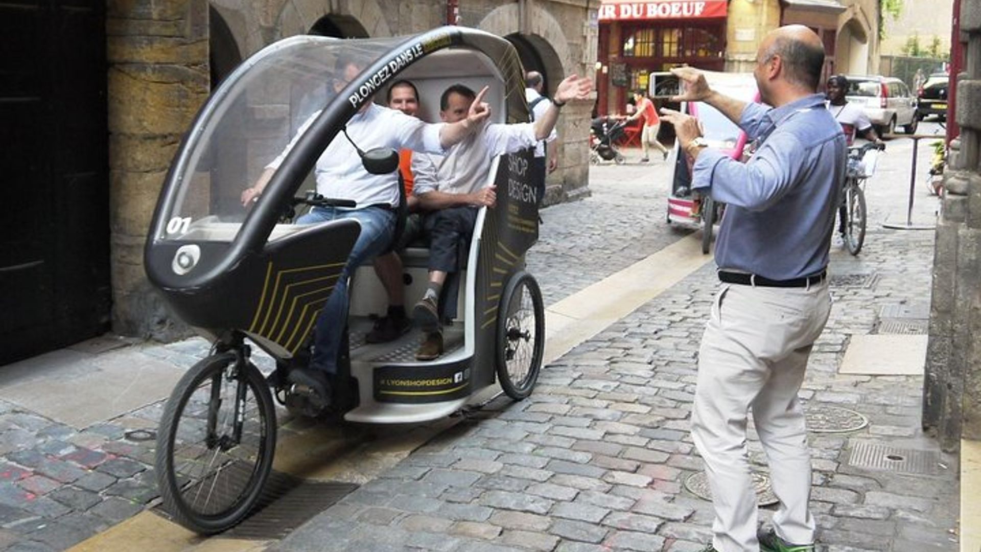 Ausflug im alten Lyon mit dem Fahrradtaxi