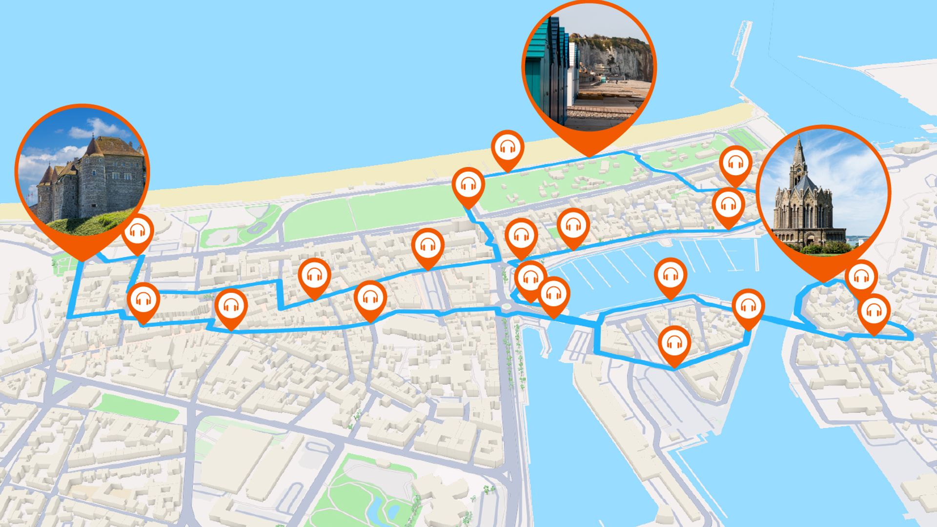 Dieppe: Audio Guided Walking Tour (2h - 22 audio comments)