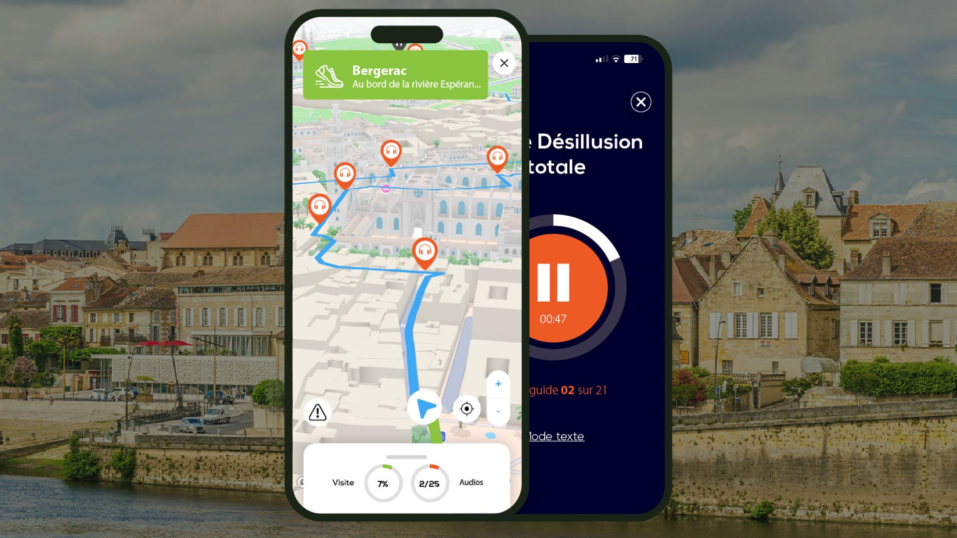 Bergerac: Audio Guided Walking Tour (1h - 17 audio comments)