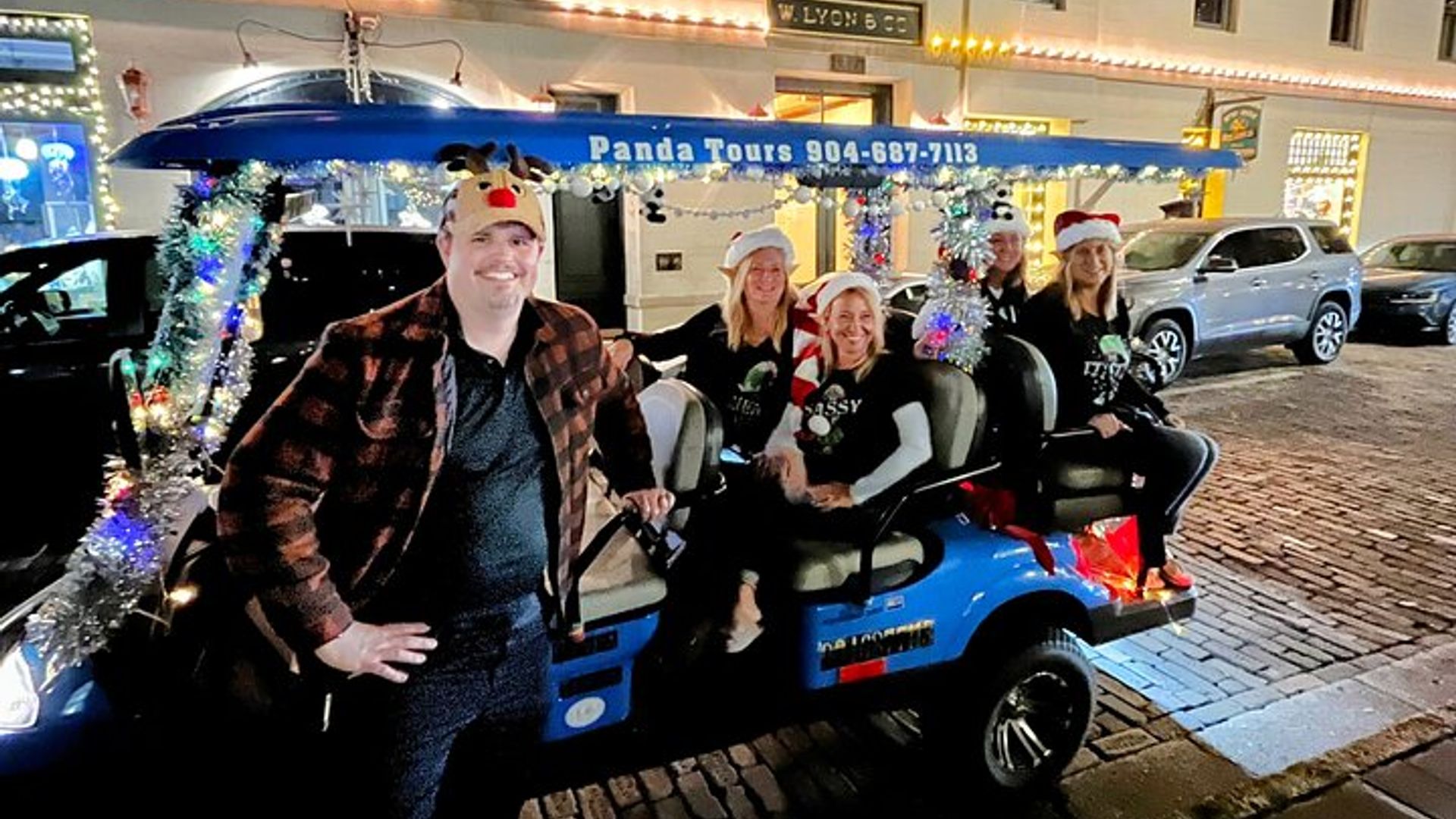 St. Augustine Old Town Night of Lights Private Golf Cart Tour