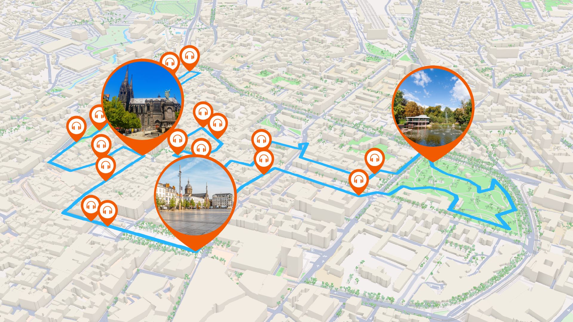 Clermont-Ferrand: Audio Guided Walking Tour (2:10 - 21 audio comments)