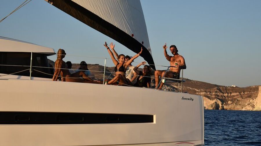 Santorini Caldera Small-Group Cruise with BBQ and Open Bar