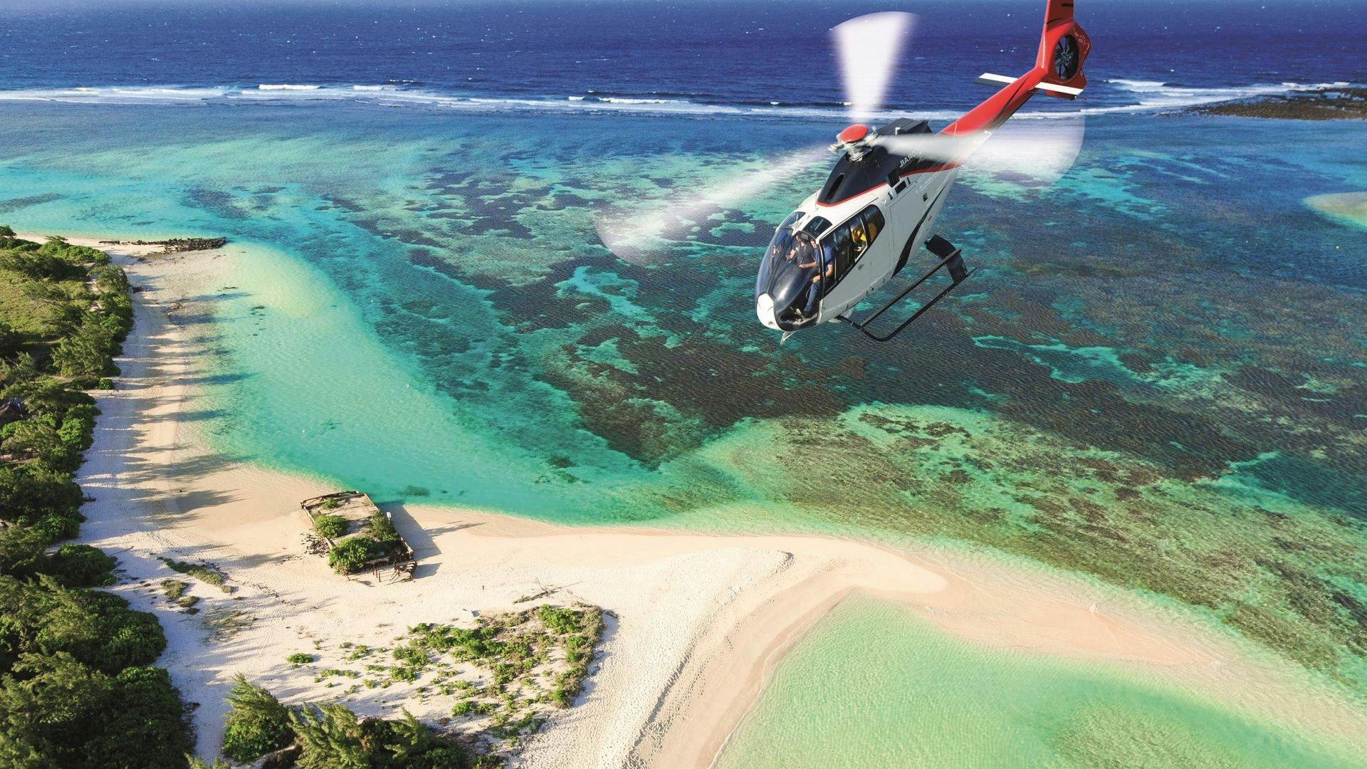 10-minute helicopter flight over the Grand Bay Area from North Helipad