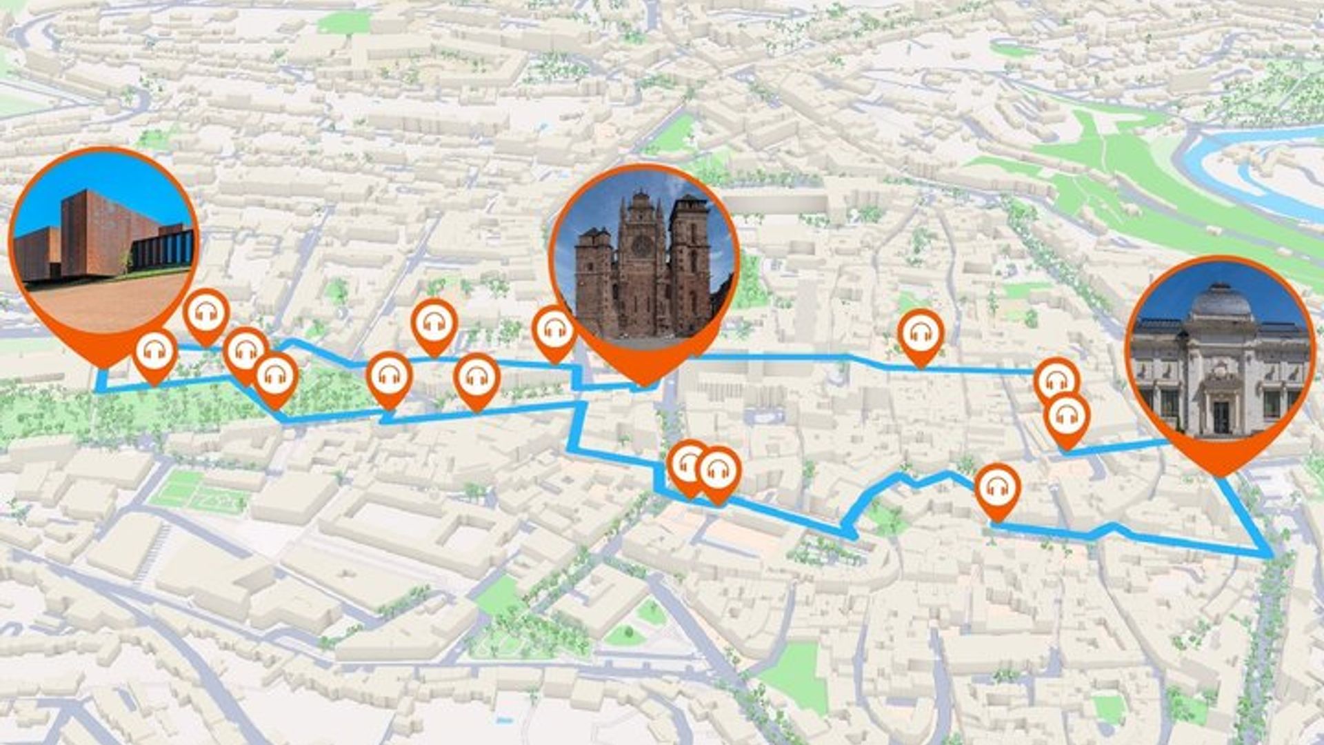 Rodez: 1-hour audio guided walking tour and 17 audio commentaries