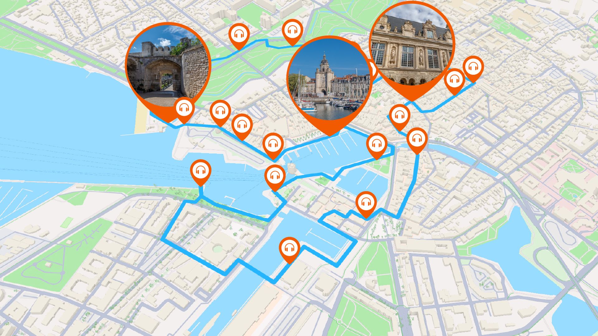 La Rochelle: 2.5 hour audio guided walking tour and 26 audio commentaries