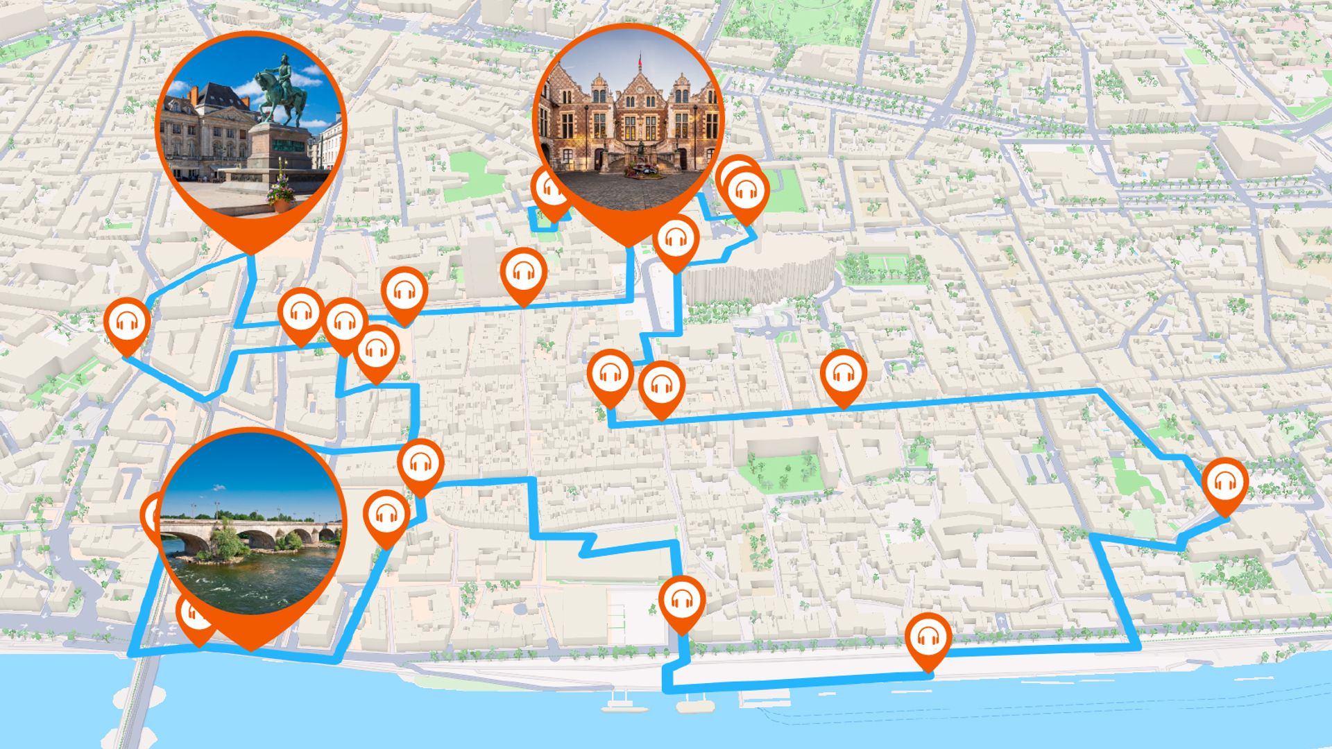 Orleans: Audio Guided Walking Tour (1h50 - 23 audio comments)