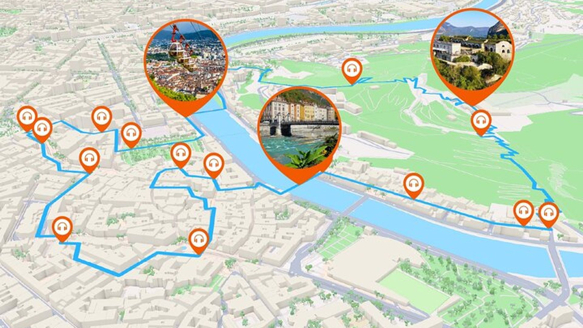 Grenoble: 2 Stunden 20 Minuten Audioguide-Stadtrundgang mit 19 Audiokommentaren