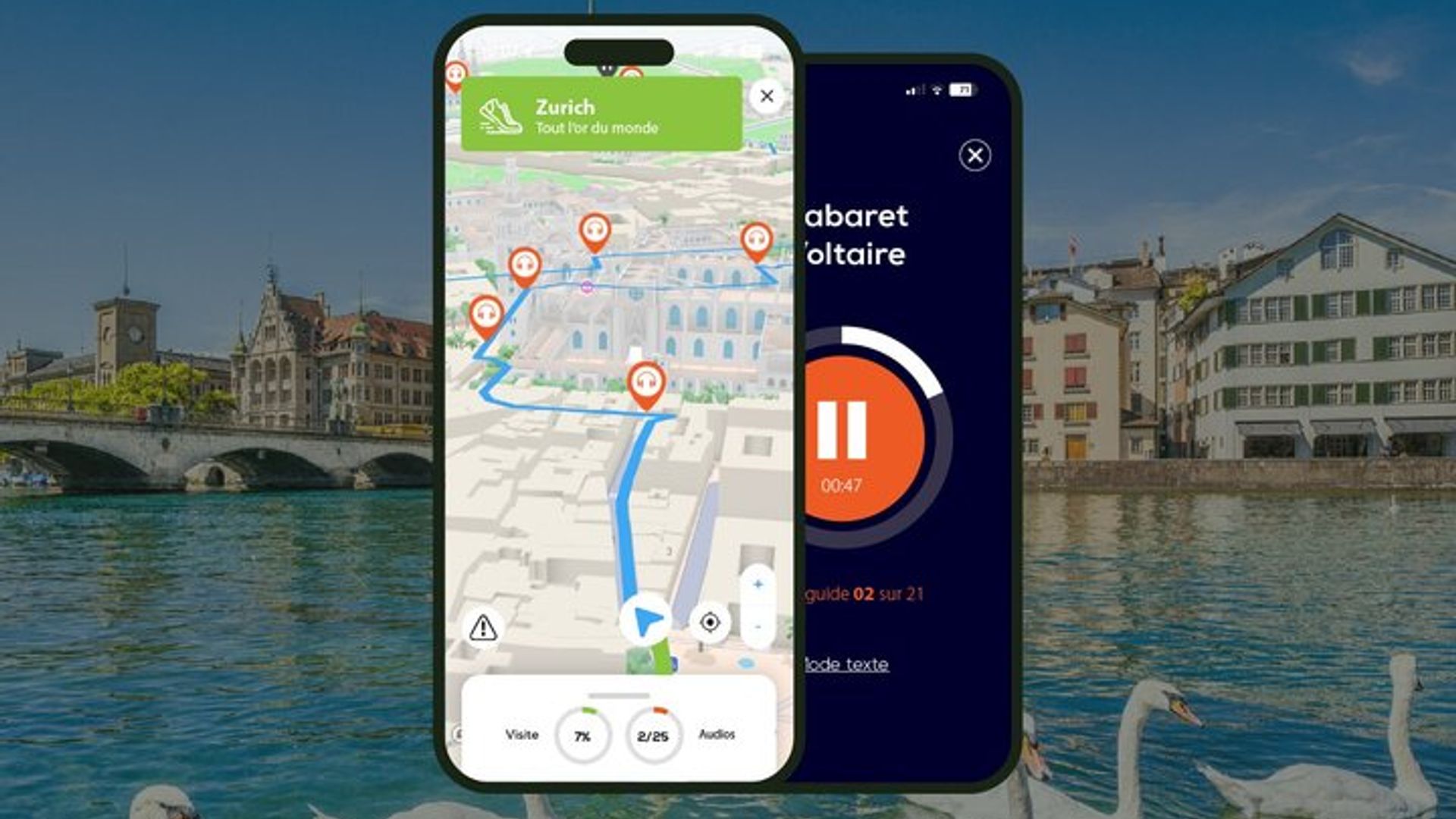 Zurich Visite audioguidée à pied 1h45 et 20 commentaires audios