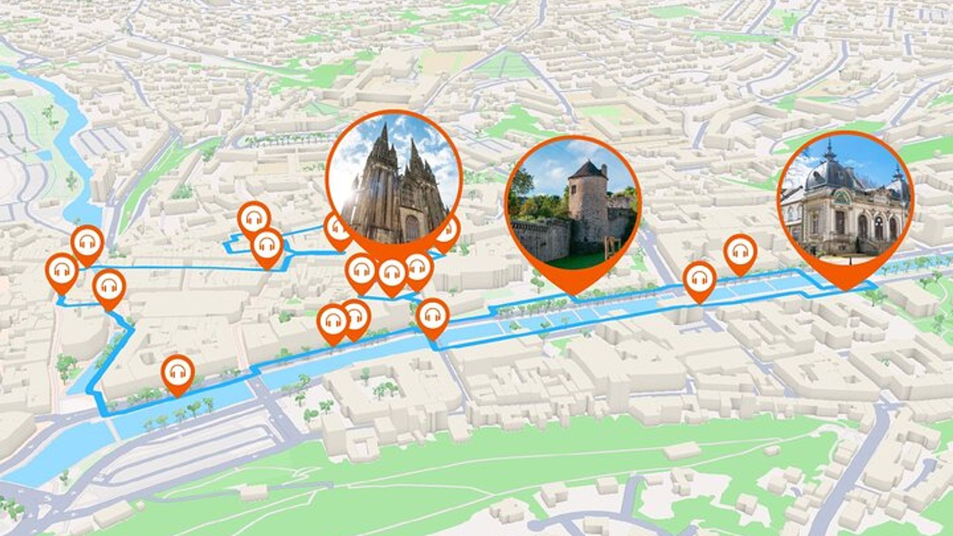 Quimper Visite audioguidée à pied 1h et 23 commentaires audios