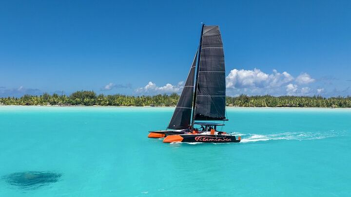 Bora Bora Sailing Catamaran Half-Day Tour with Floating Bar