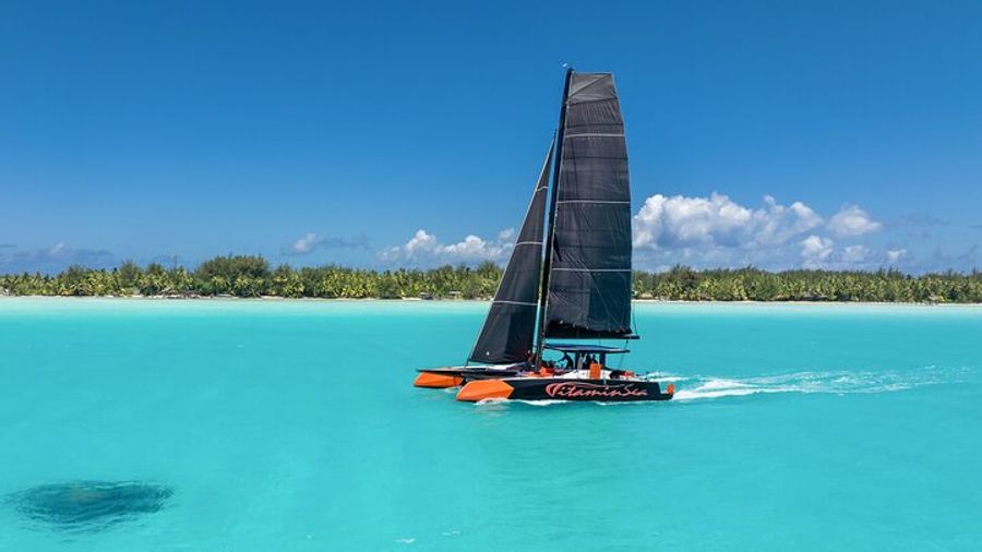 Bora Bora Sailing Catamaran Half-Day Tour with Floating Bar