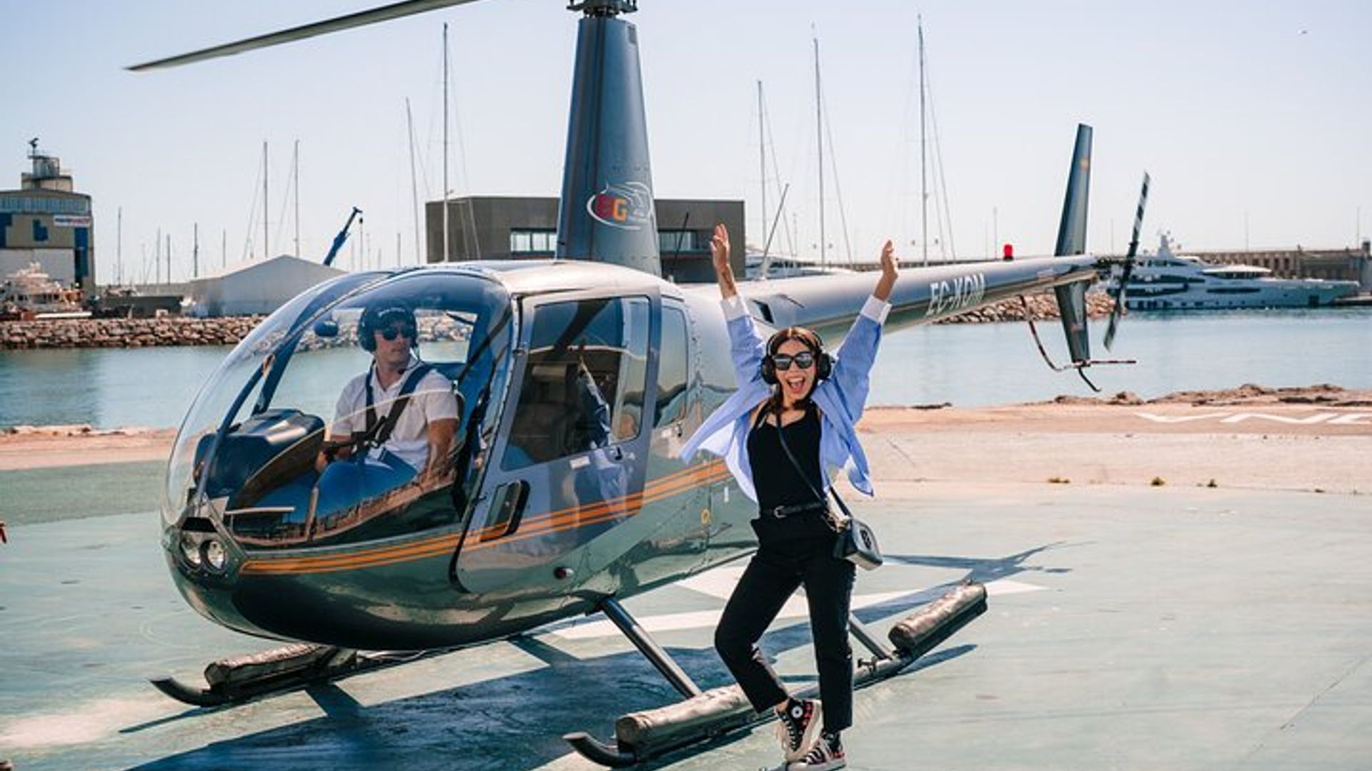 Barcelona Scenic Heli Flight, Boat, and Old Town Walking Tour