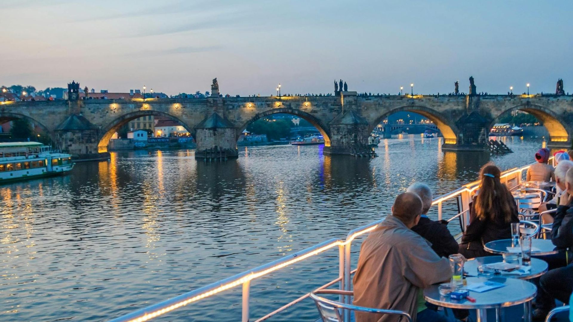 Prague dinner cruise on the Vltava River with hotel transfers