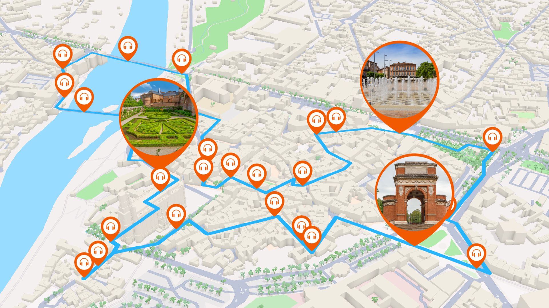 Albi: Audio guided walking tour (1h40 - 26 audio comments)