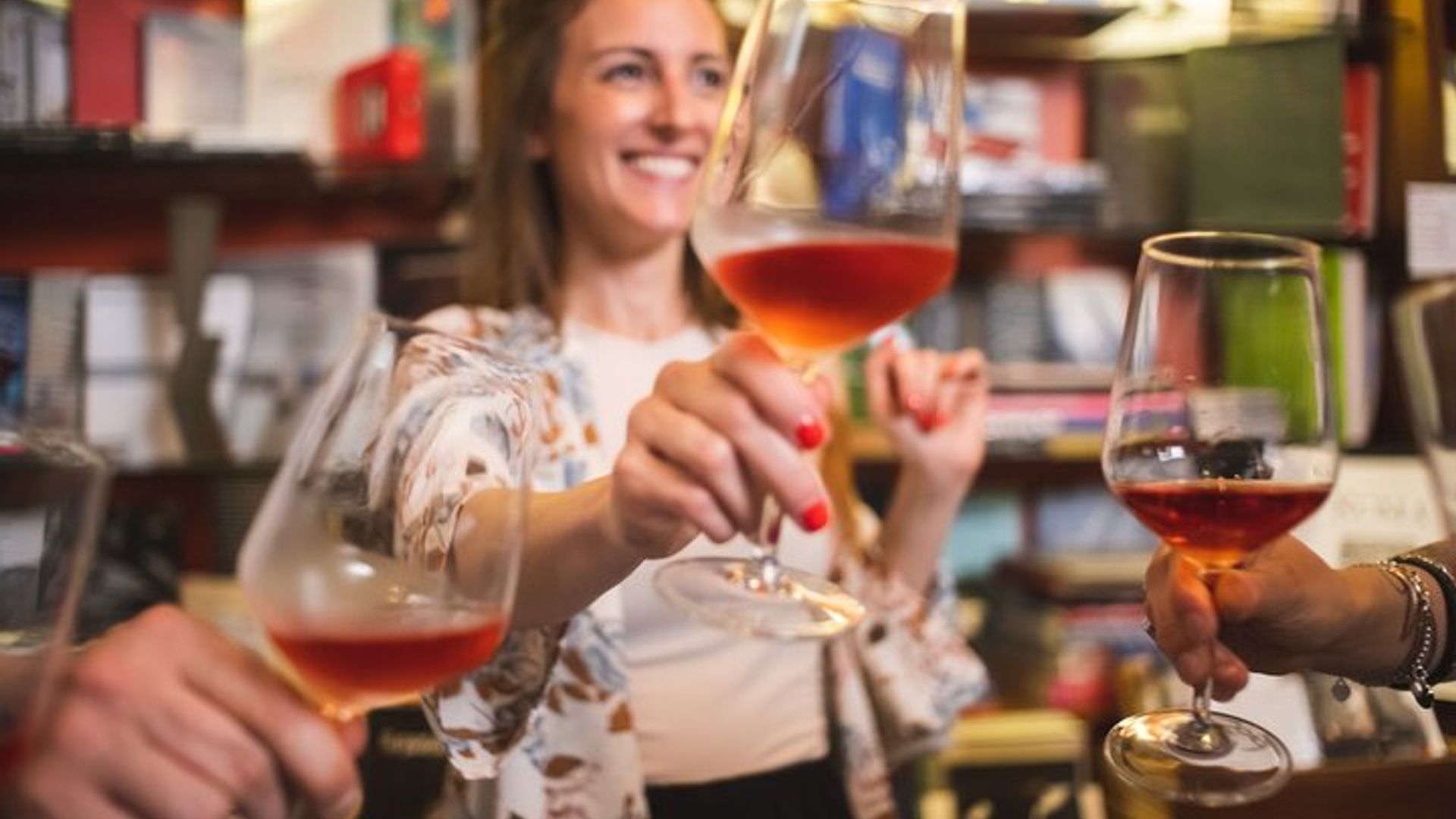 Natural wine & Veggy food pairing in a bookstore in Florence