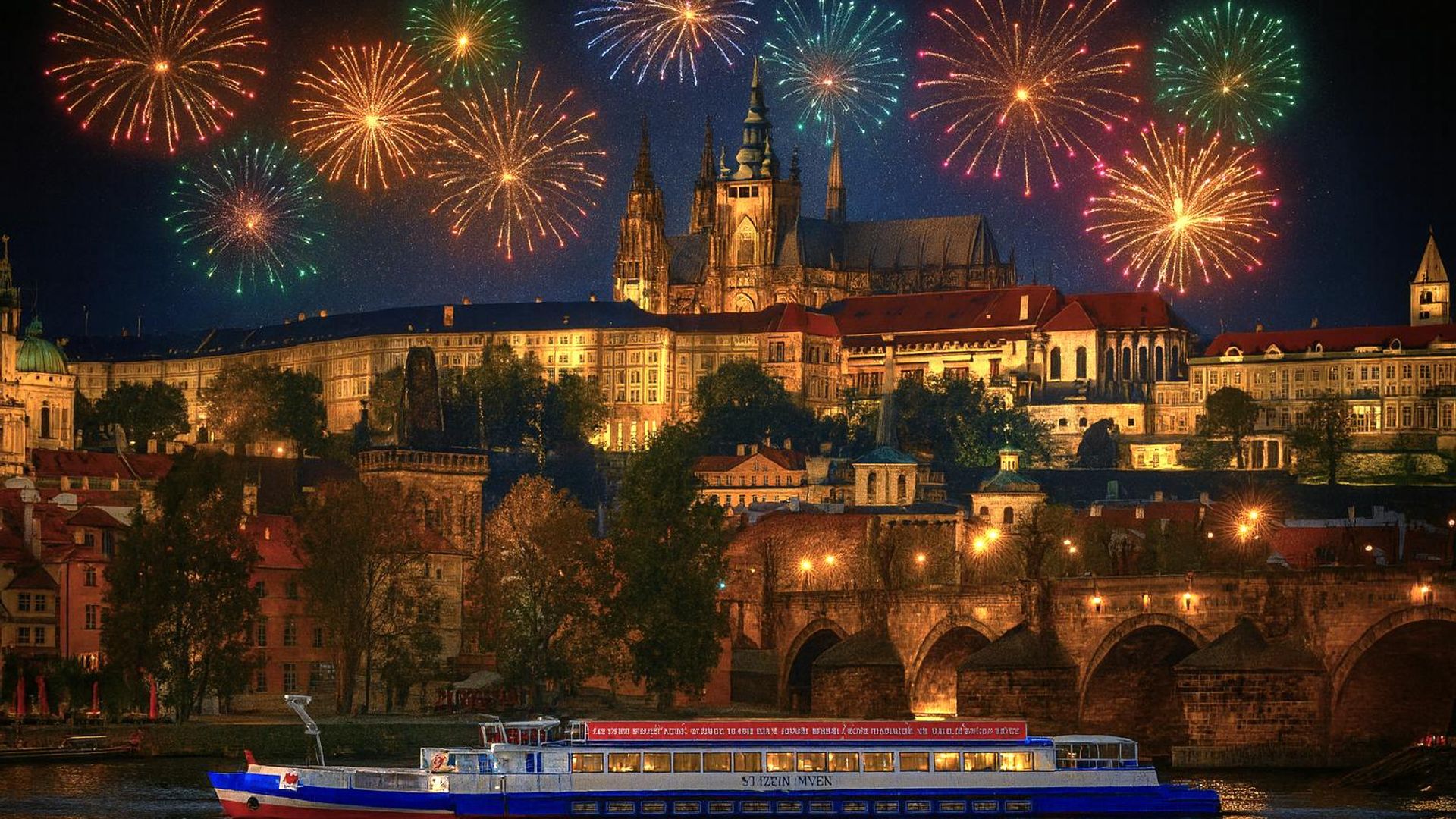 New Year's Eve Prague cruise with traditional Czech buffet