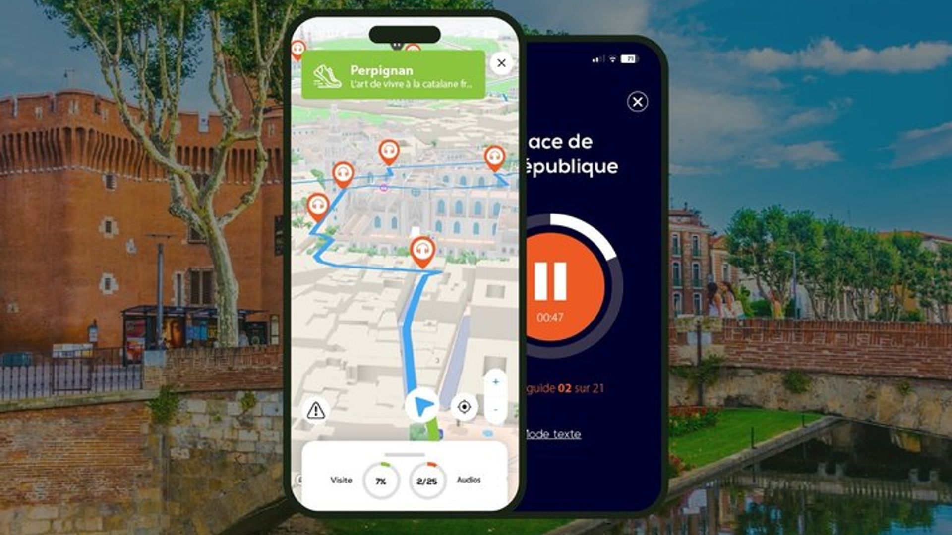 Perpignan Visite audioguidée à pied 1h et 19 commentaires audios
