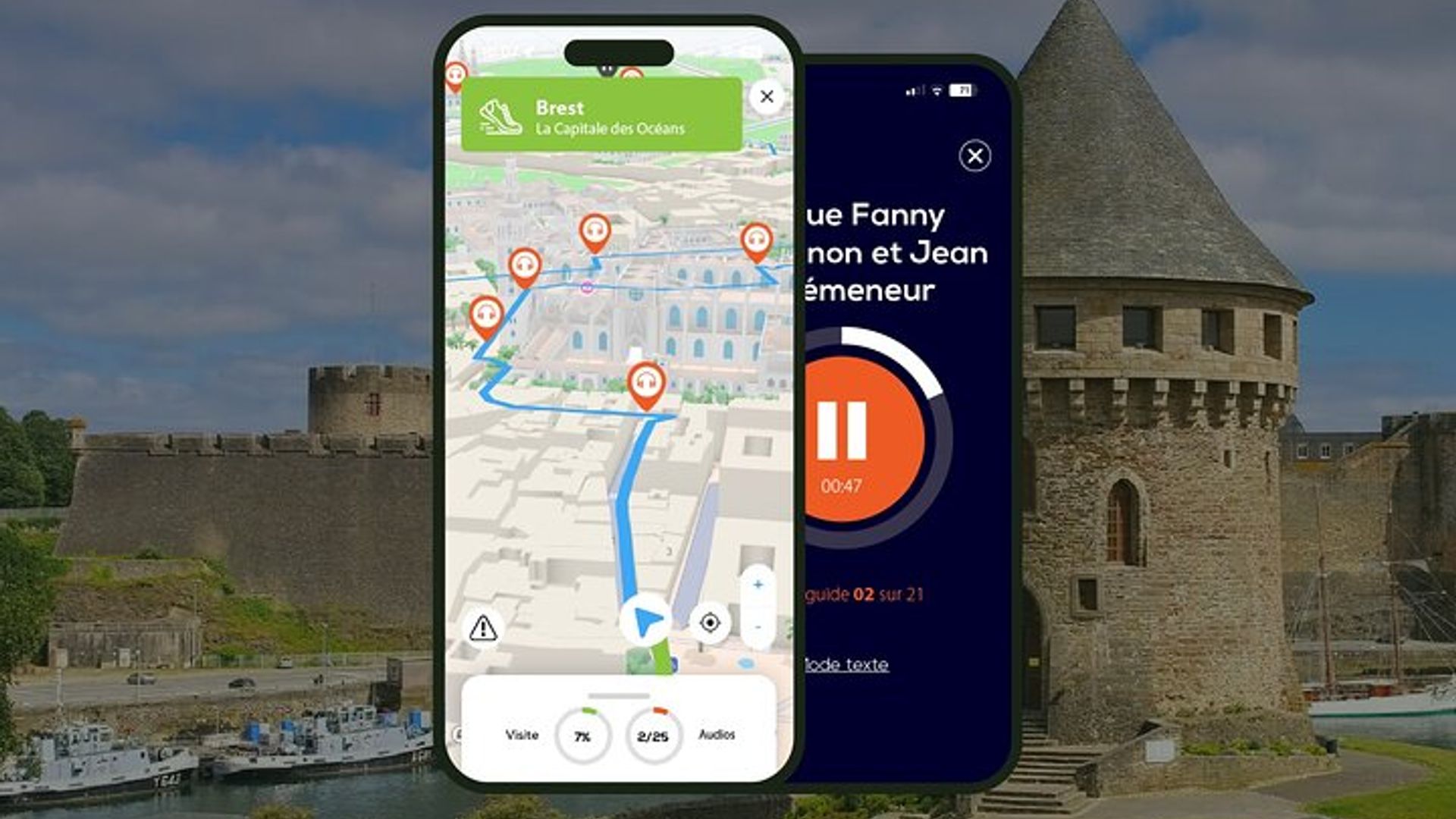 Brest 3.5-hour audio guided walking tour and 27 audio commentaries