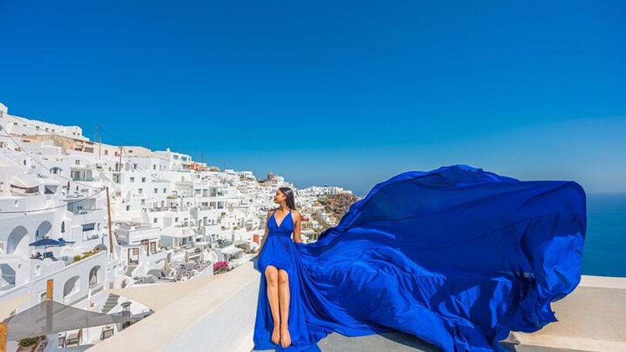 Santorini Private Flying Dress Photoshoot Experience