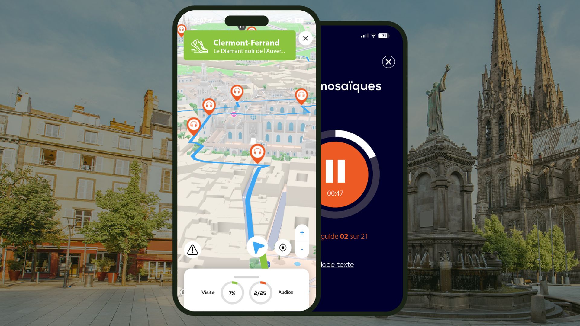 Clermont-Ferrand: Audio Guided Walking Tour (2:10 - 21 audio comments)
