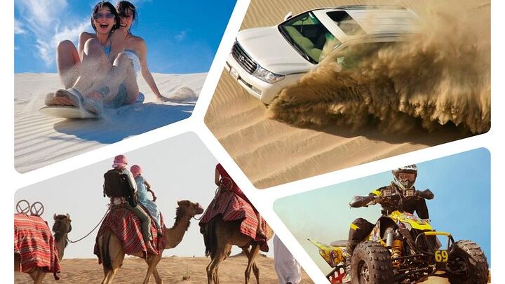 Desert safari, Dune bashing, sandboarding, camel, ATV Option