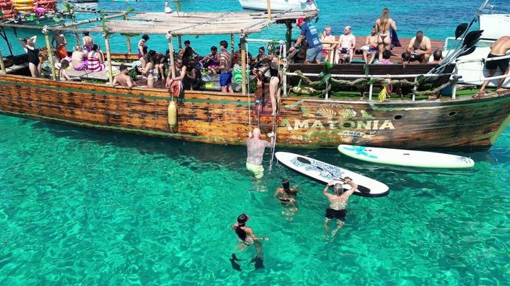 Ibiza Boat Tour to The Cave of Cala Basa: SUP, Snorkel, Swim