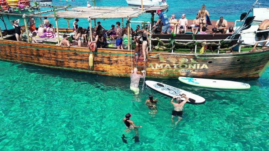 Ibiza Boat Tour to The Cave of Cala Basa: SUP, Snorkel, Swim