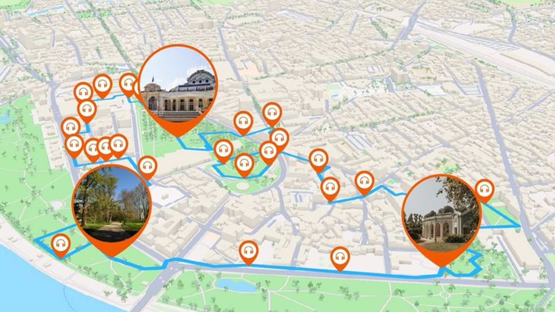 Vichy: 1h35 audio guided walking tour and 27 audio commentaries