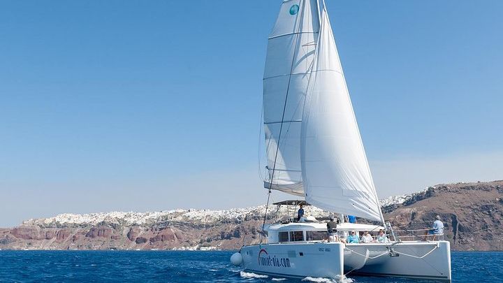 Santorini Small-Group Catamaran-Sailing Trip with BBQ