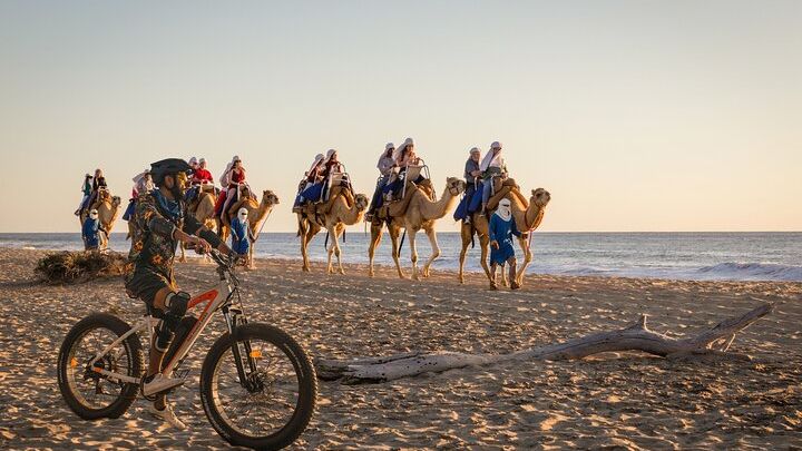 Electric Bike and Beach Camel Ride with Mexican Buffet Lunch