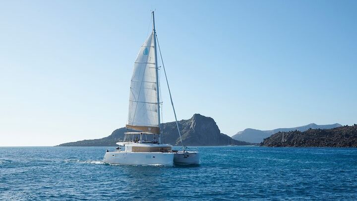 Santorini Private Morning or Sunset Catamaran Cruise—up to 15