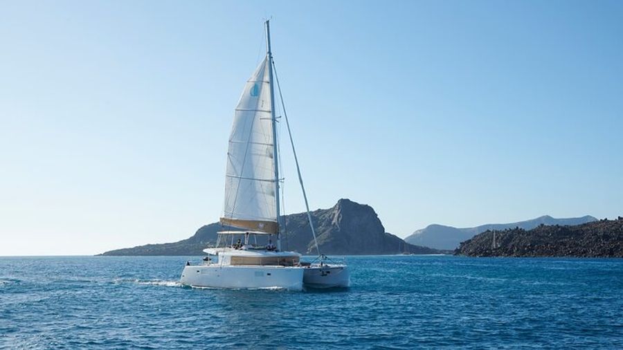 Santorini Private Morning or Sunset Catamaran Cruise—up to 15