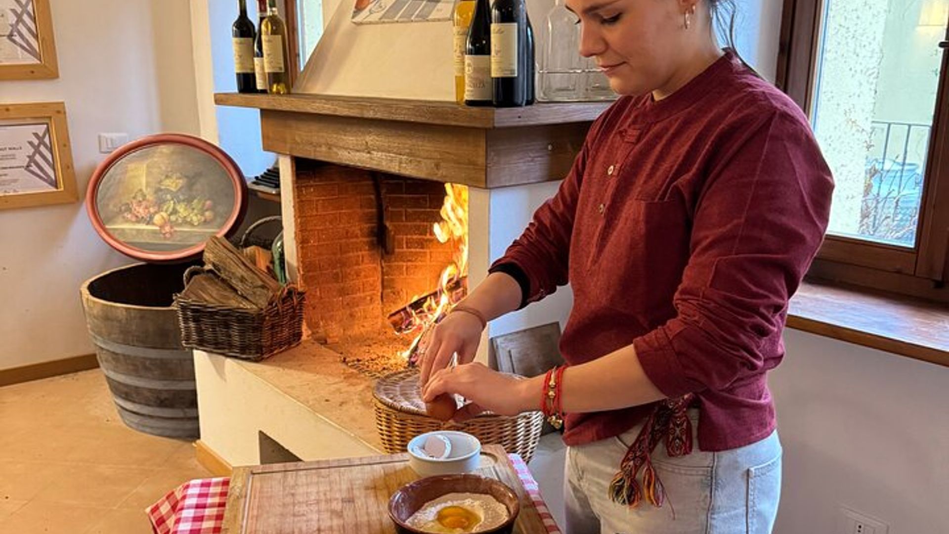 Cooking class with wine tasting at a Farmhouse