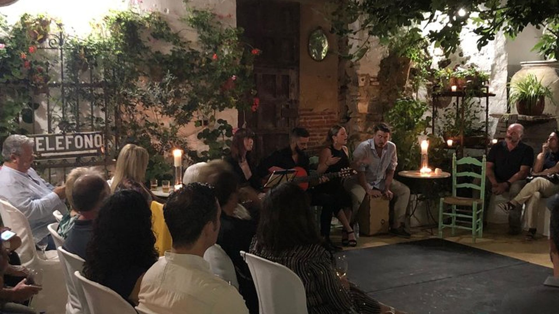 Actuación nocturna de flamenco andaluz con tapas