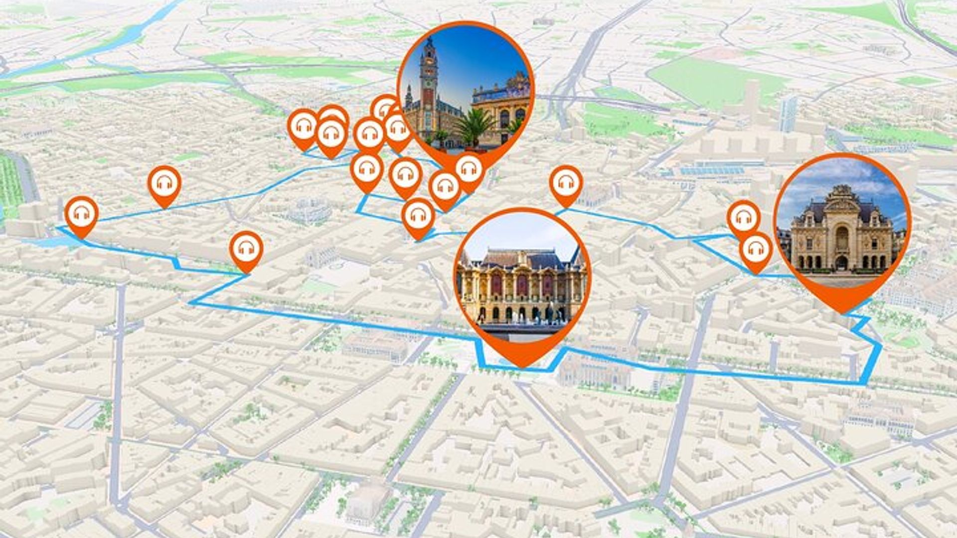 Lille Audio guided walking tour 2h30 and 22 audio commentary