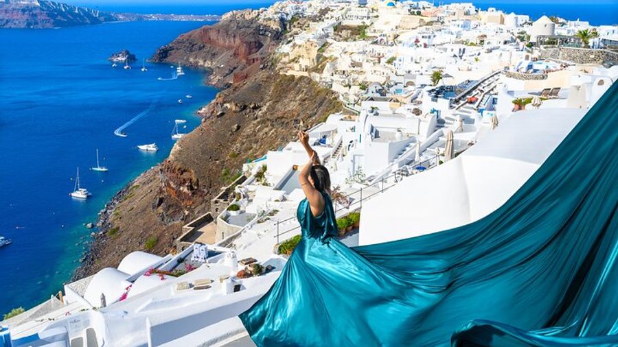 Santorini Private Flying Dress Photoshoot