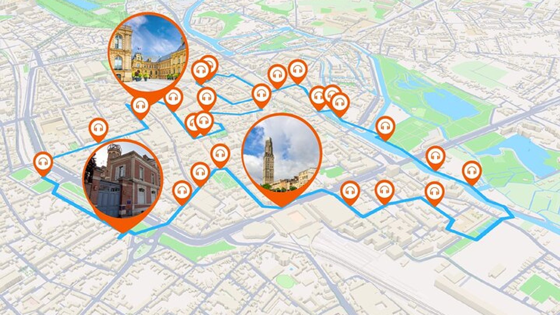 Amiens Visite audioguidée à pied 3h15 et 27 commentaires audios