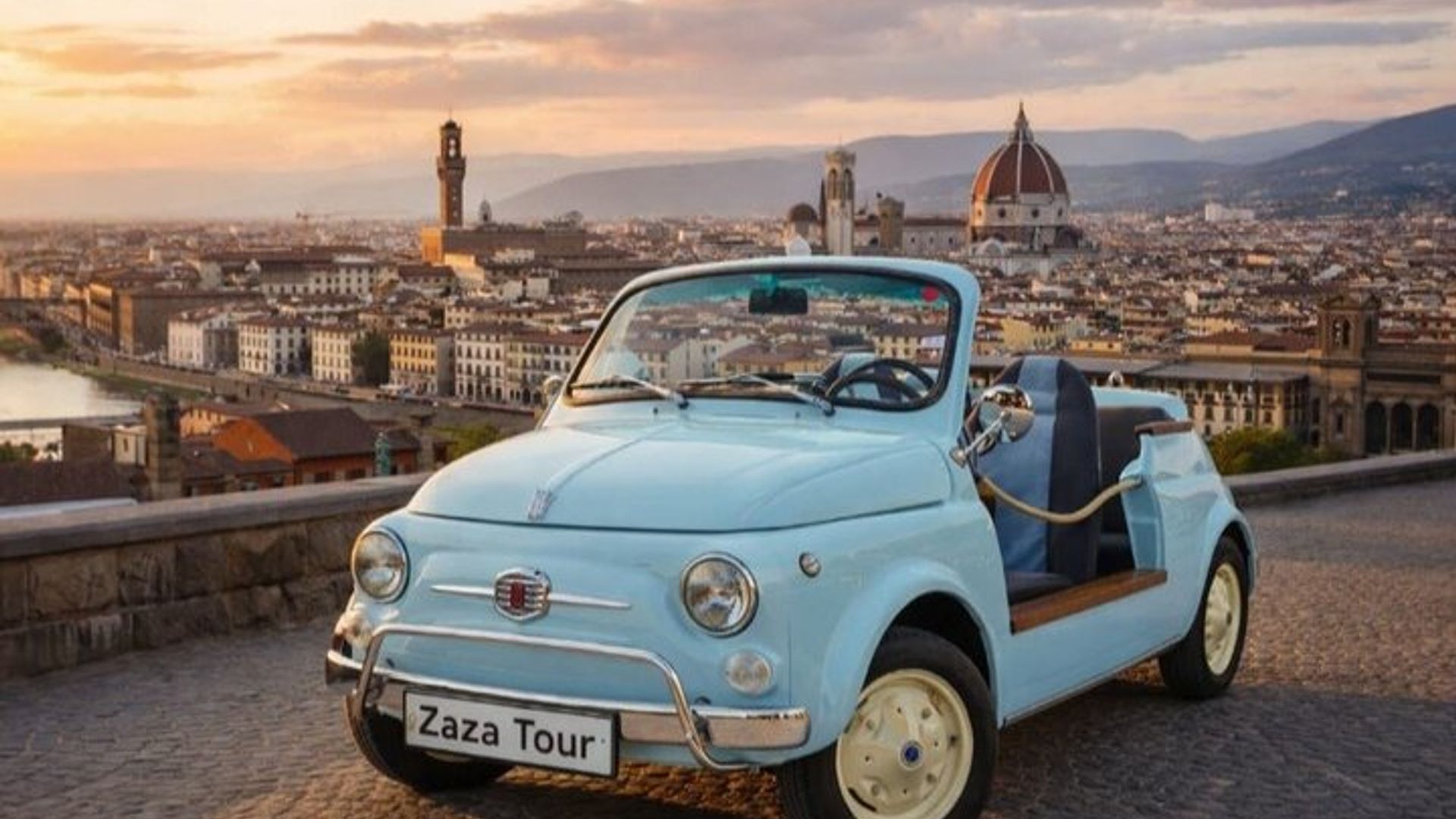 Florence Private Tour in Vintage Fiat 500; Panoramic Views & Wine