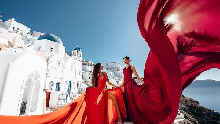 Santorini Private Flying Dress Photoshoot
