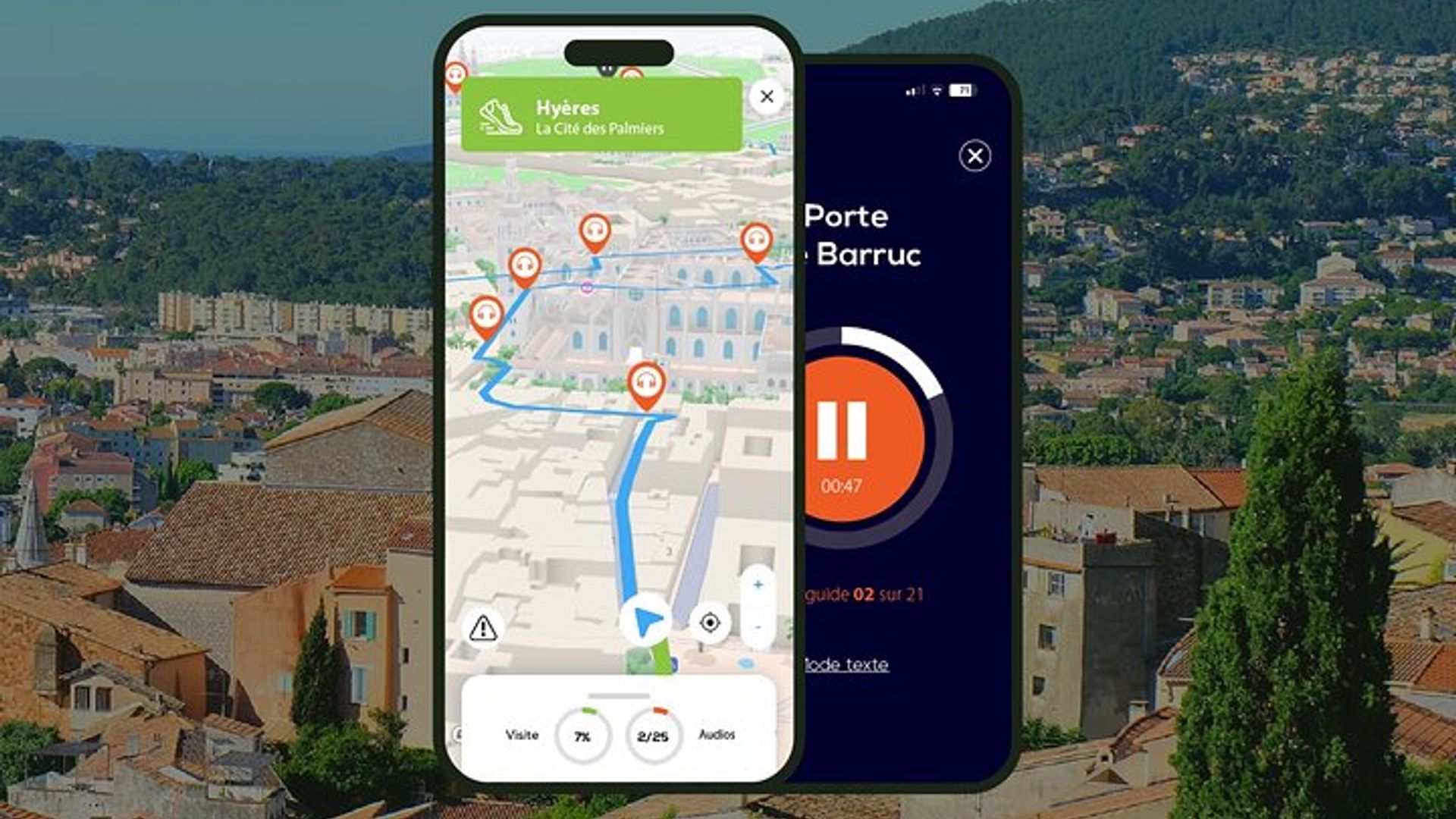 Hyères: 1h40 audio guided walking tour and 18 audio commentaries