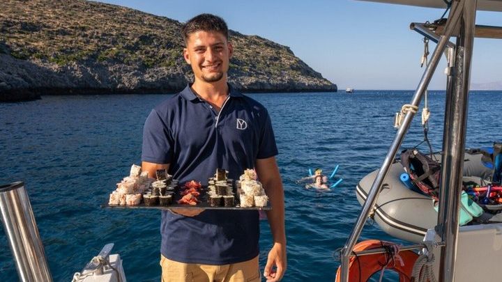 Chania Old Port Sunset Catamaran Cruise - Prosecco & Snacks