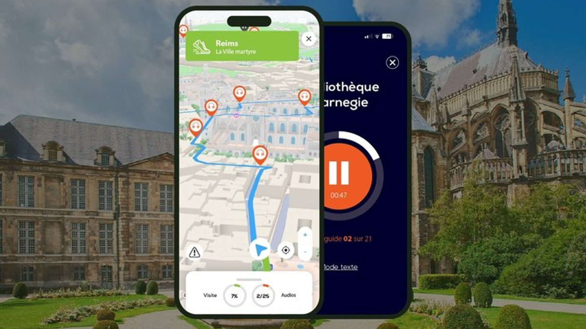 Reims: Audiogeführter Stadtrundgang, 1 Stunde 40 Minuten und 21 Audiokommentare