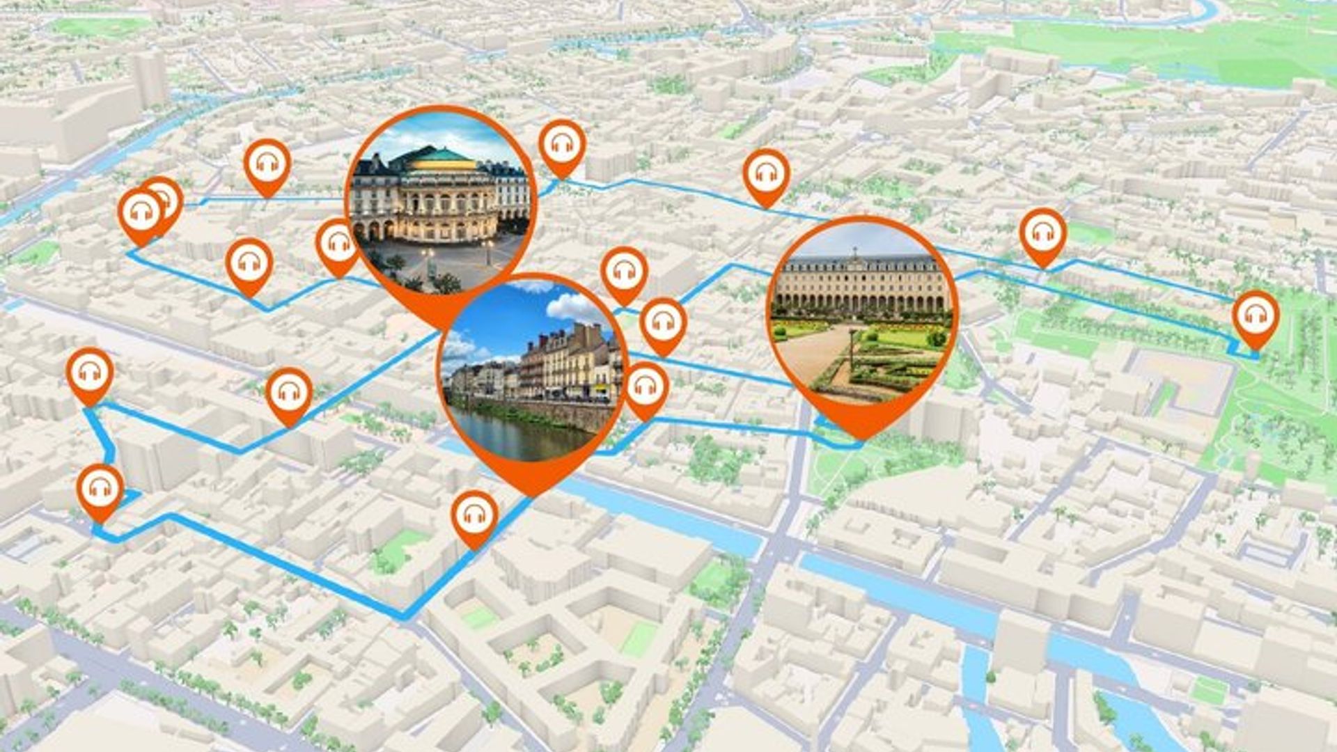 Rennes: 1h50 audio guided walking tour and 25 audio commentaries