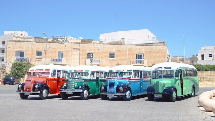 Vintage Bus to Valletta and Sliema and Rabat and Mdina