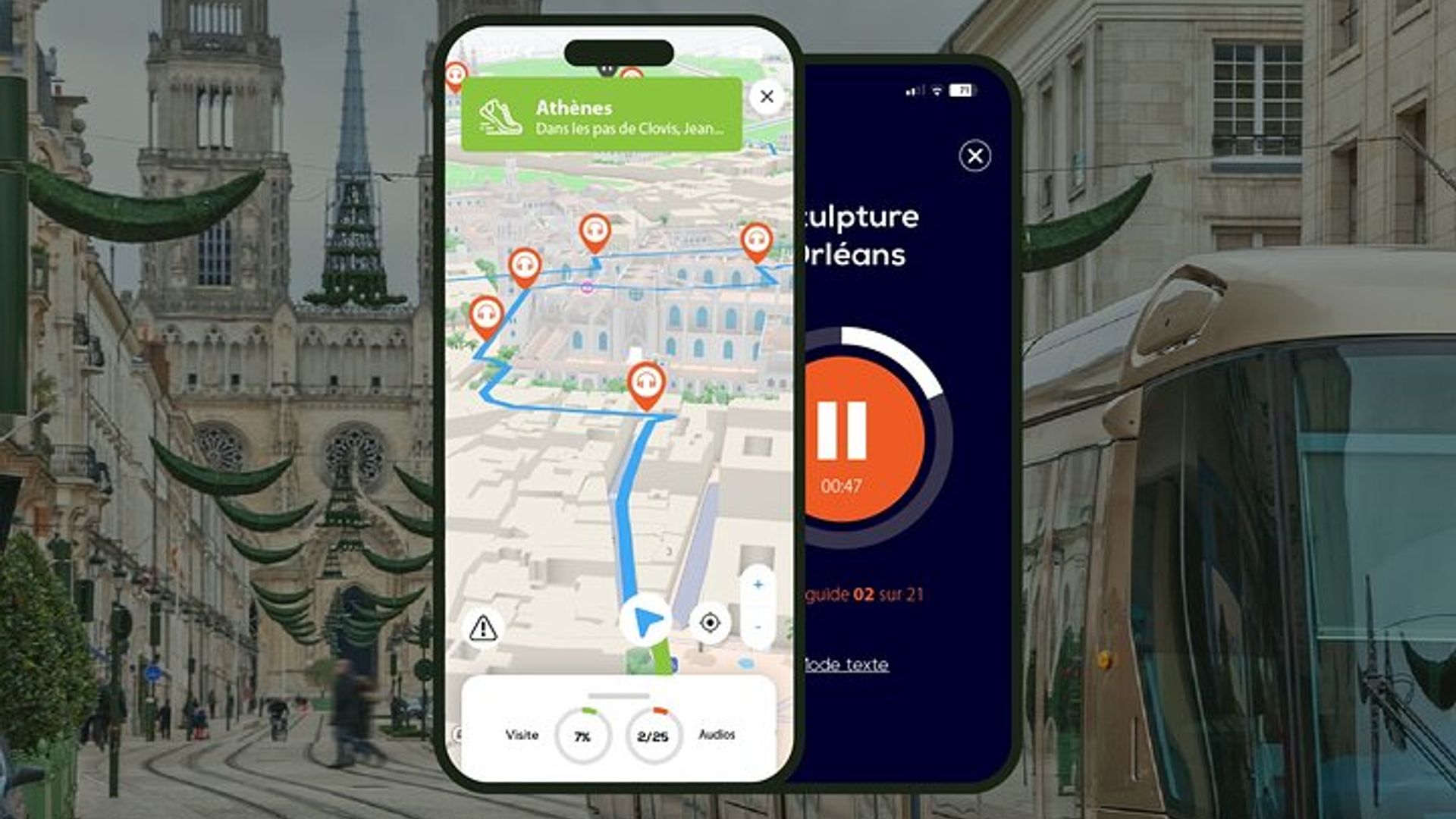 Orléans Visite audioguidée à pied 1h50 et 23 commentaires audios