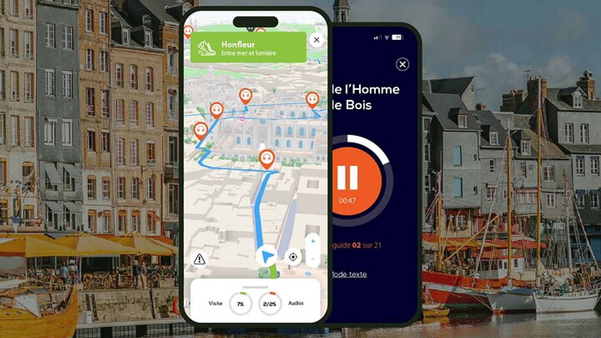 Honfleur Visite audioguidée à pied 1h et 20 commentaires audios